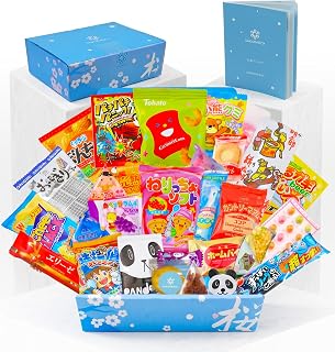 Sakura Box Japanese Snacks & Candy Gift Box & English Pamphlet 30 x Dagashi Sweets Candy Valentines Set