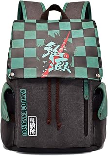 Anime Backpack for School Demon Slayer Merch Boys Girls Students Daypacks Canvas Book Bag for Teens, Adults