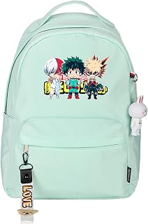 My Hero Academia Backpack Anime Character Izuku Midoriya Deku 3D Printed Waterproof Student School Bag Laptop Backpack Cartoon Anime Cosplay Backpack for Men/Women Casual Bookbag