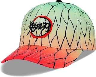Anime Demon Slayer Kochou Shinobu Baseball Cap Adjustable Embroidered Cotton Dad Golf Hat Gradient Green Butterfly Pattern Baseball Hat