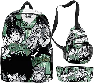 My Hero Academia Anime Boku no Hero Academia Cosplay Backpack Bag Oxford Backpacks School Lunch Box Bags Pencil Bag for Teenage Girls Boys School Book Bag Travel Bag