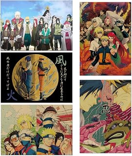 ZPPLD Naruto Anime Collage Kit for Bedroom Decor, Japanese Anime Wall Art, Kraft Paper Poster 5x35.5cm