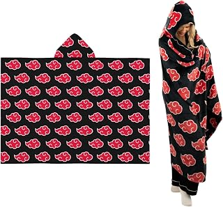 Franco Naruto Anime Akatsuki Cloud Bedding Super Soft and Cozy Wearable Hooded Throw Blanket, 70 in x 50 in (Official Licensed Product) Collectibles