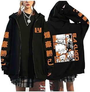 My Hero Academia Zipper Hoodies Black Long Sleeve Comfortable Hip Hop Y2k Manga Pullovers Drop Shoulder Cartoon Anime Harajuku Jackets