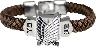 Attack Anime Bracelet,Scout Regiment Badge Cosplay Leather Rope Weaving Bracelets Anime Fans Advanced Atmosphere Bracelet