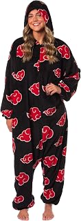 Bioworld Naruto Kigurumi Shippuden Akatsuki Red Clouds Anime Adult One Piece Costume Pajama Union Suit for Men and Women