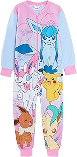 Girls Pokemon Onesie All in One Cosy Fleece Pyjamas Kids Zipped Loungewear Fleece Sleepsuit