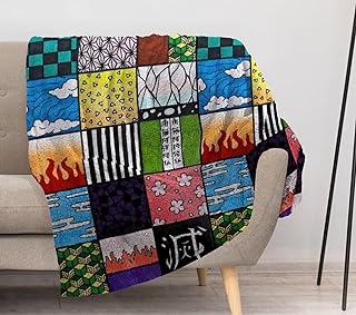 Allenjoy Demon Battles Blanket Anime Throw Blankets Couch Bed Living Room Decor Soft Durable Washable 57" X 50" SC00040-004