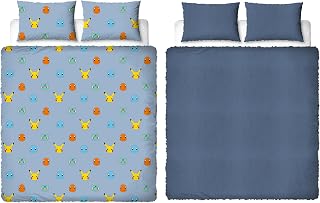 Pokemon Official Double Fleece Duvet Cover Set | Super Soft and Warm | Official Gaming Merchandise Bedding | Reversible 2 Sided Winter Cosy Kids Bedding Cover Including Matching Pillow Cases