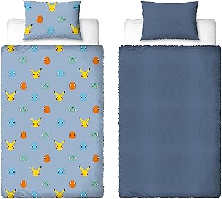 Pokemon Official Single Fleece Duvet Cover Set | Super Soft and Warm | Official Gaming Merchandise Bedding | Reversible 2 Sided Winter Cosy Kids Bedding Cover Including Matching Pillow Cases