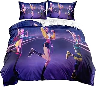 Anime Quilt Cover Comforter Covers Duvet Cover for Kids Bedding Set with Pillow Cases Closure Soft Microfiber 3 Pieces Double 200 x 200 cm