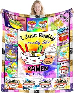 Funny Anime Ramen Blanket Gifts for Teen Girls Kids Women Adults,Cute Ramen Noodles Throw Blankets for Bed Sofa Living Room Couch Home Decor 50"X 40"INCH