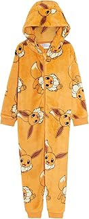 Kids Pokemon Onesie Girls Boys Dress up All In One Outfit Hooded Sleepsuit With 3D Hood Fleece Pyjamas Zipped Loungewear