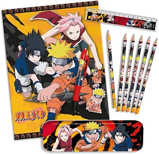 Naruto Statioenry Set School Supplies Gift for Kdis with Pencil Case, Ruler, Pencils, Notebook