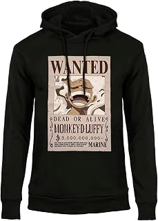 Luffy Wanted Poster Hoodie - Official Men's and Women's Manga Sweatshirt Regular Fit Cotton for Adults and Teens